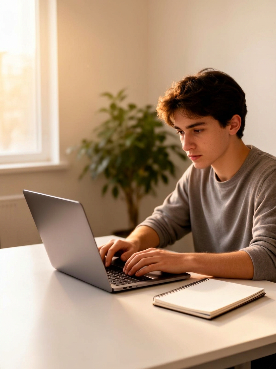 Student lernt fokussiert mit CoStudySpace